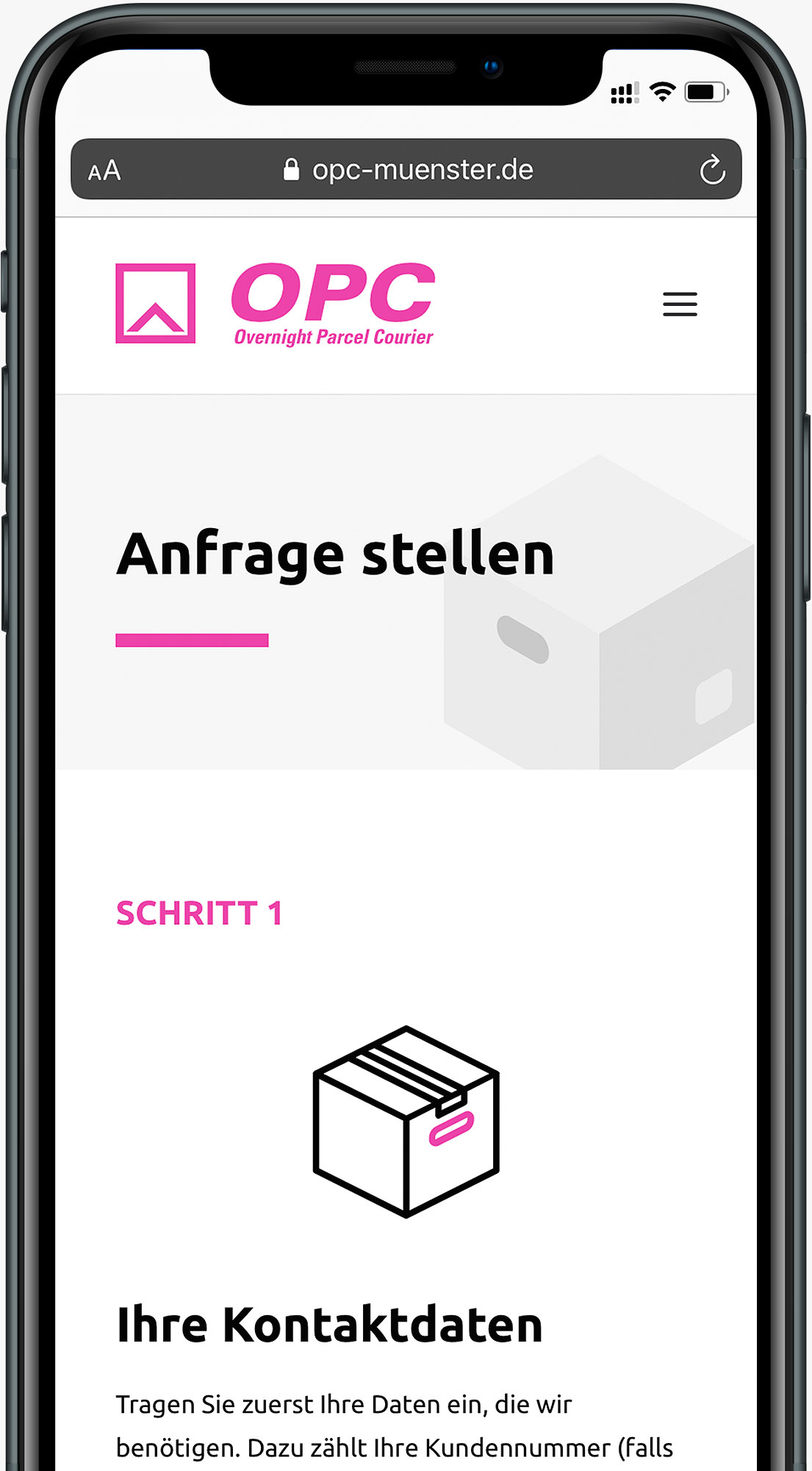 Case Studies Modernes Online Website Relaunch OPC Münster Anfrageformular